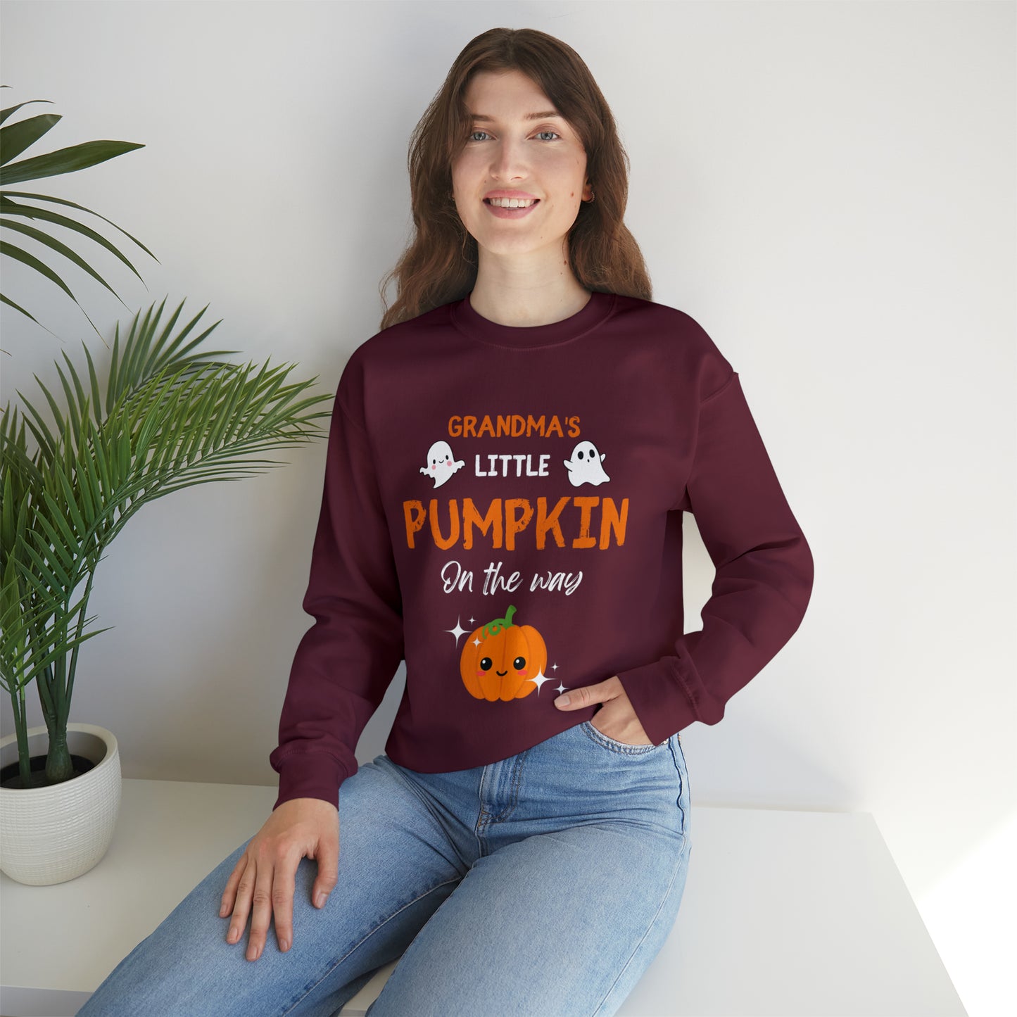 Grandma's Little Pumpkin Halloween Sweatshirt, Nana To Be Halloween Outfit, Grandmother Halloween Sweater, Halloween Grandma To Be Jumper
