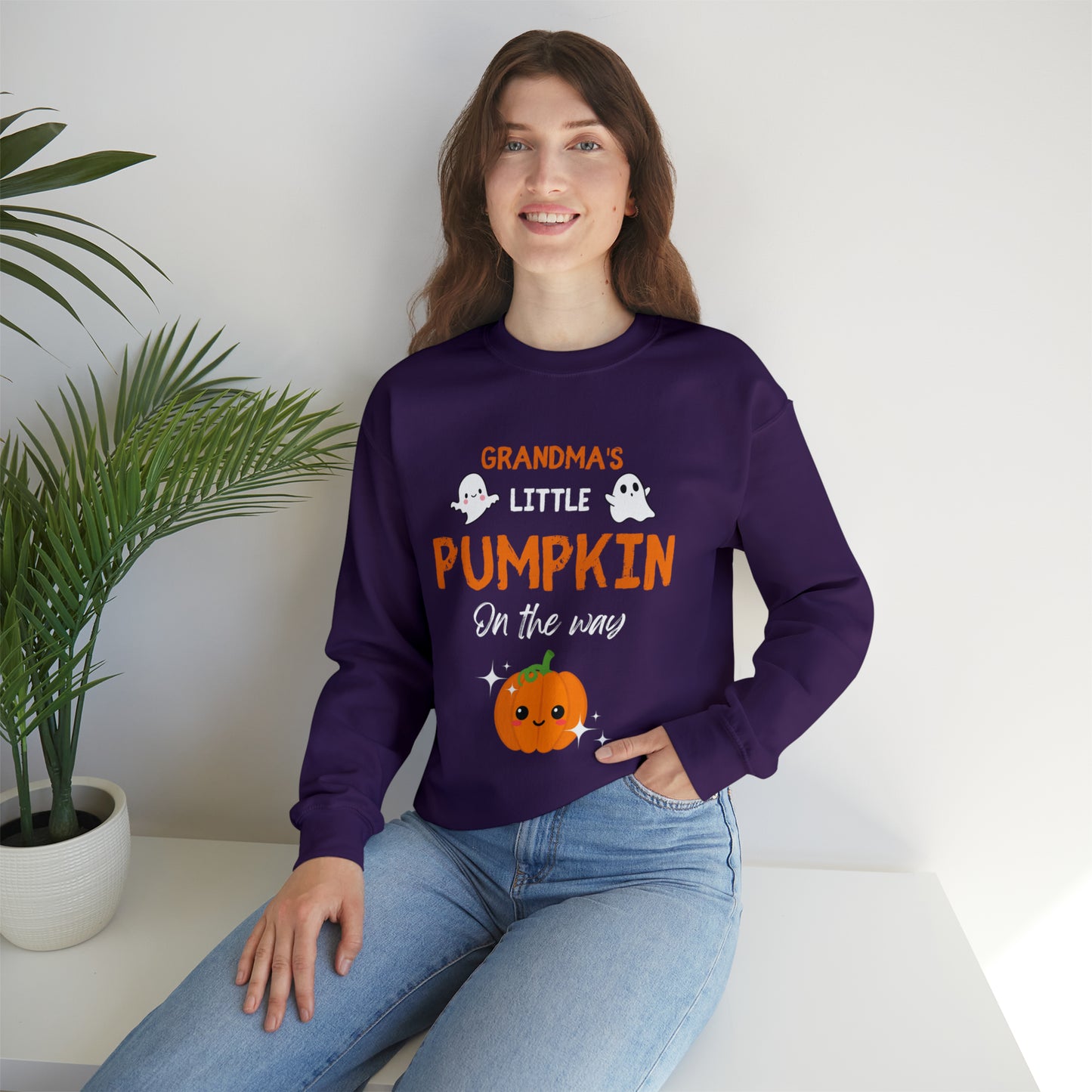 Grandma's Little Pumpkin Halloween Sweatshirt, Nana To Be Halloween Outfit, Grandmother Halloween Sweater, Halloween Grandma To Be Jumper