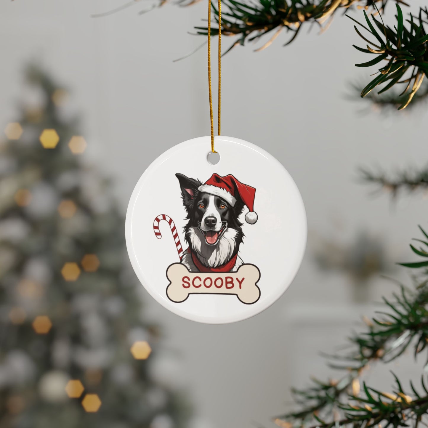 Personalized Name Border Collie Ceramic Ornaments, 2-Side Print