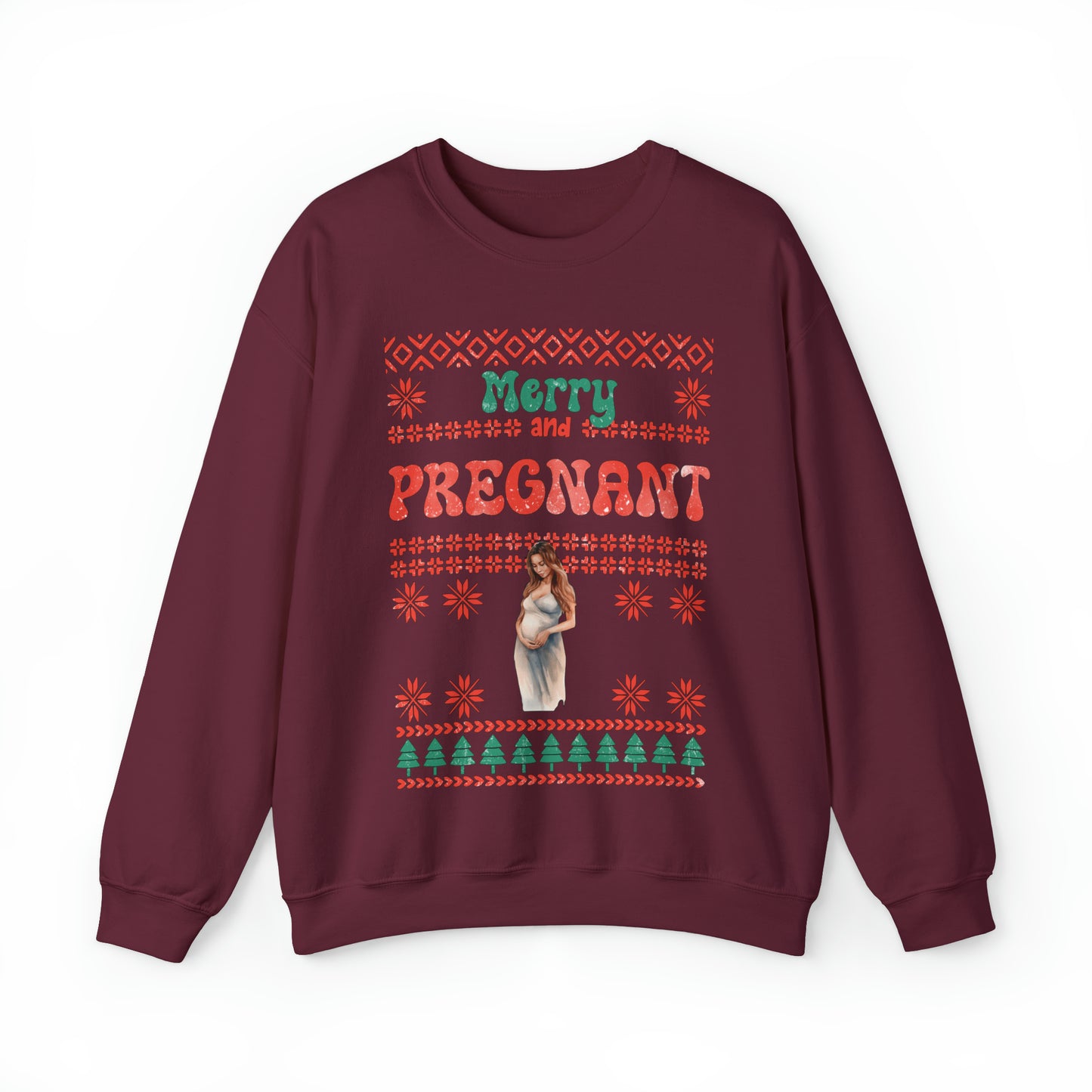 Merry And Pregnant Ugly Christmas Sweatshirt