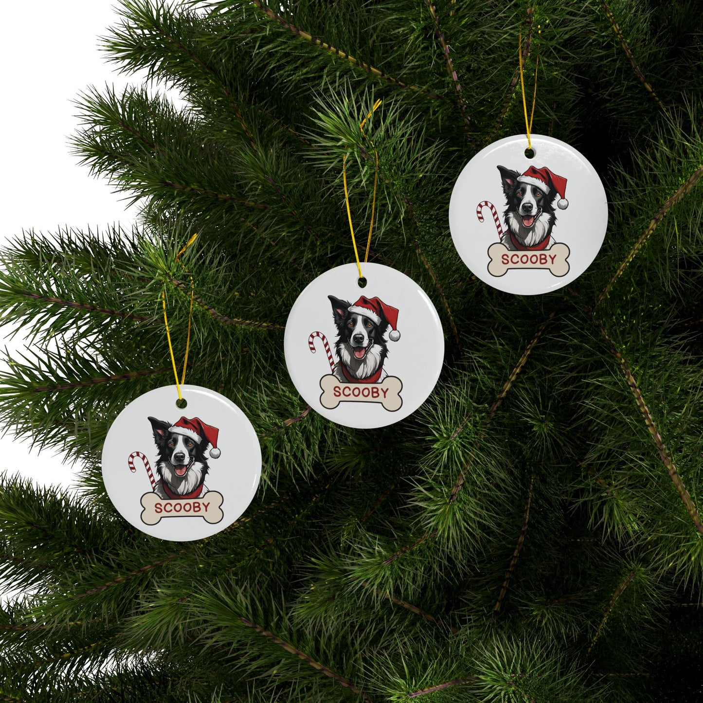 Personalized Name Border Collie Ceramic Ornaments, 2-Side Print