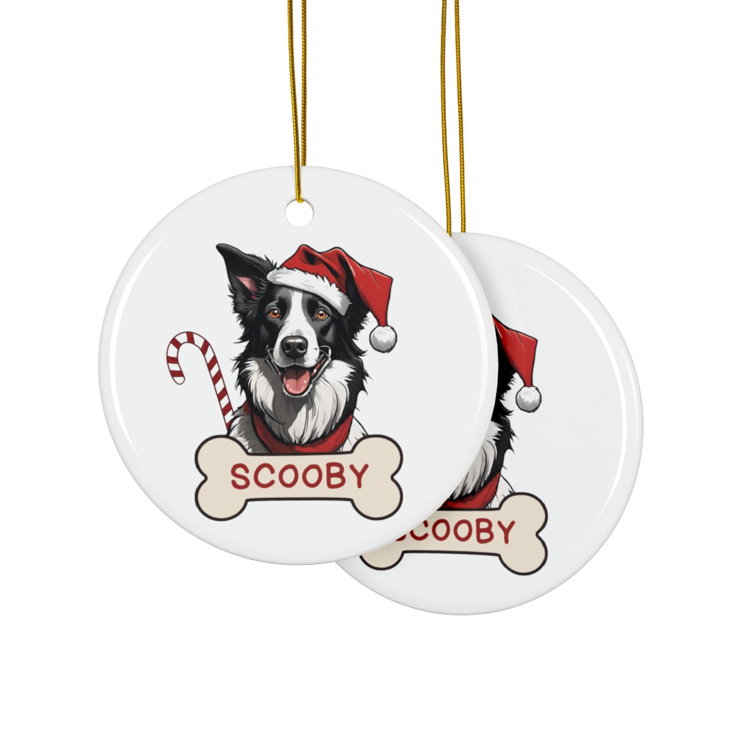 Personalized Name Border Collie Ceramic Ornaments, 2-Side Print