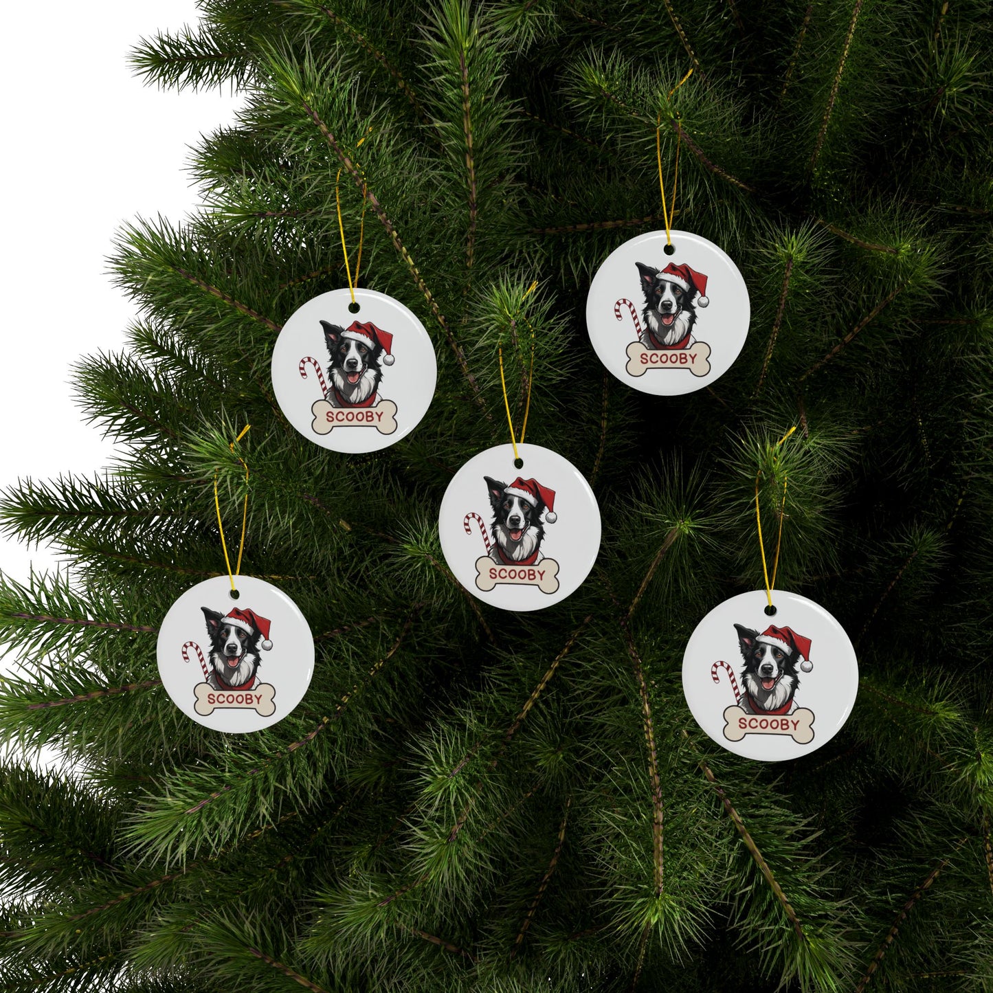 Personalized Name Border Collie Ceramic Ornaments, 2-Side Print